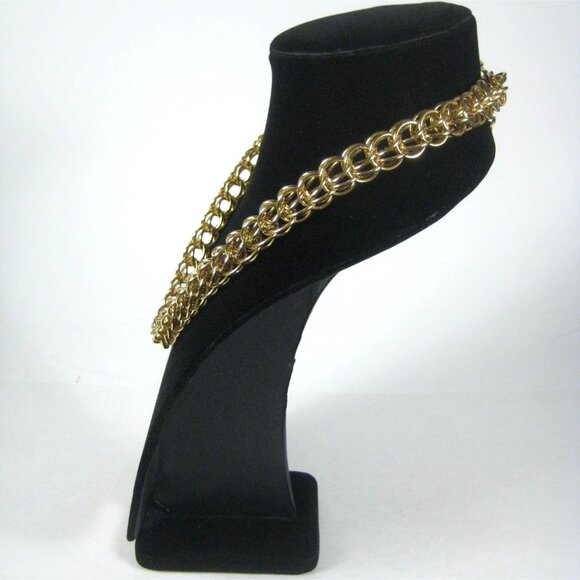 Monet Goldtone Chain Interlocking Necklace 22 In Vintage Statement Massive - Picture 6 of 8